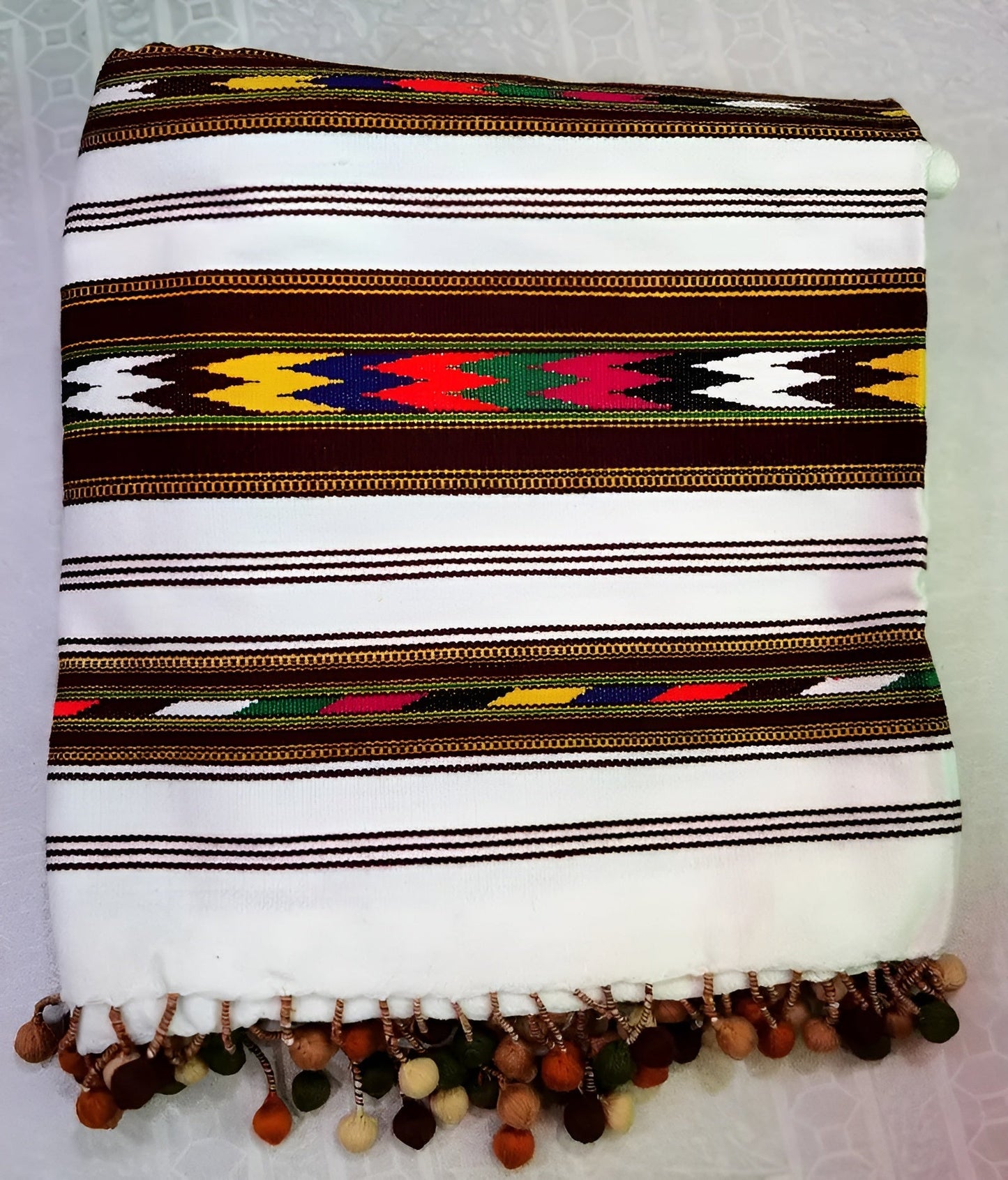 Nawab Bumbal White Velvet Shawl