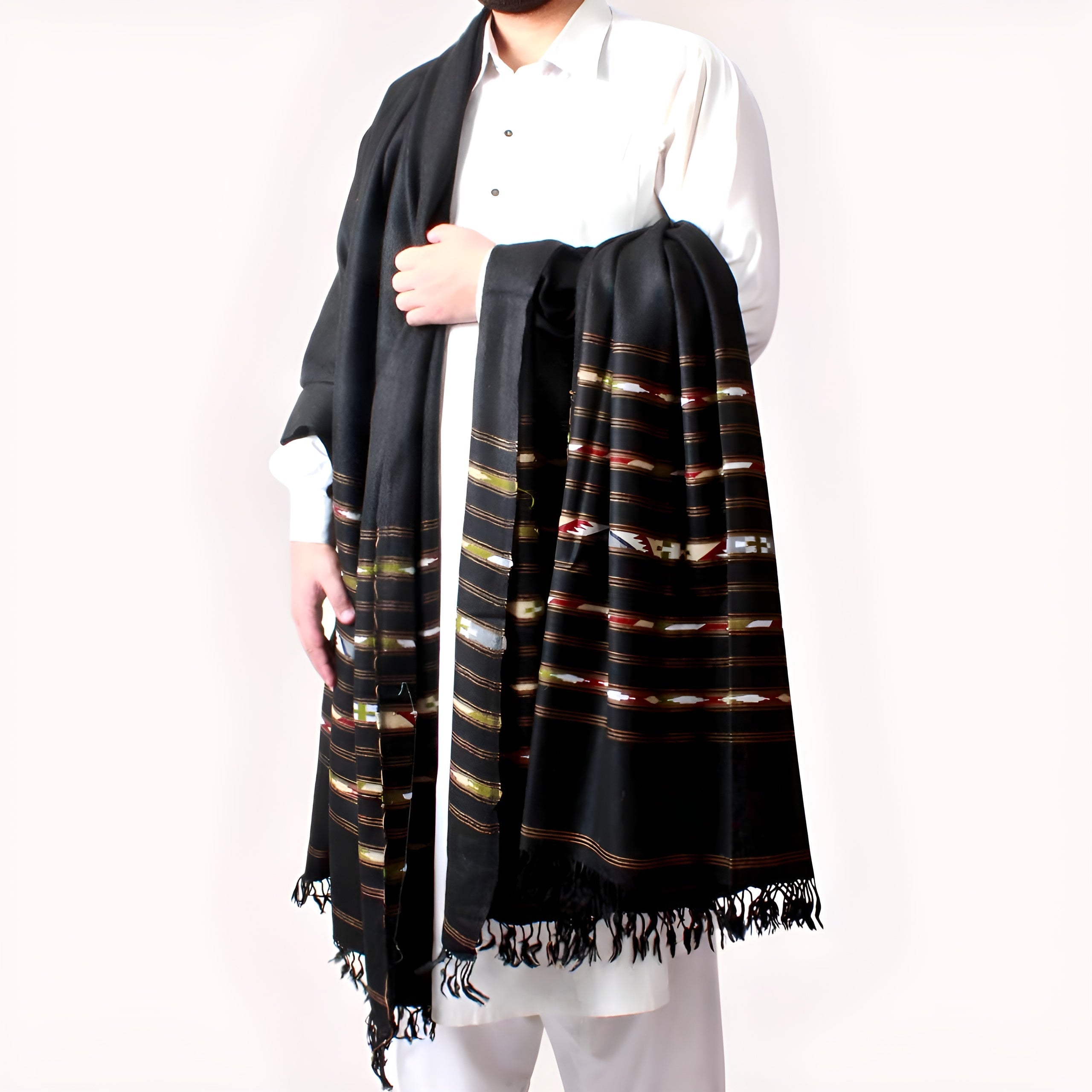 Khan Pure  Black Pashmina Shawl