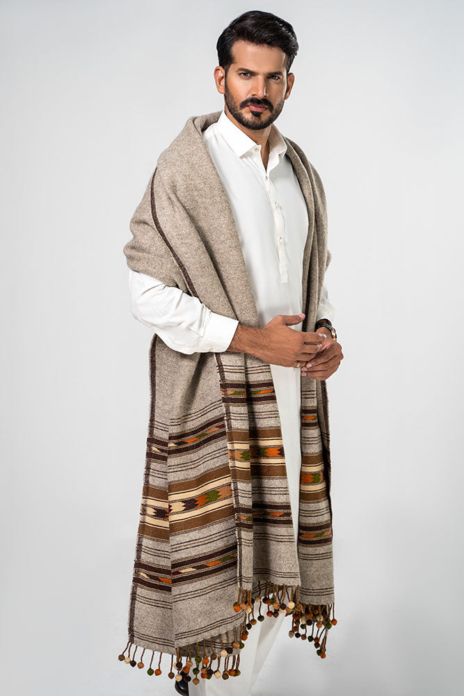 Nawab Bumbal Grey Wool Shawl