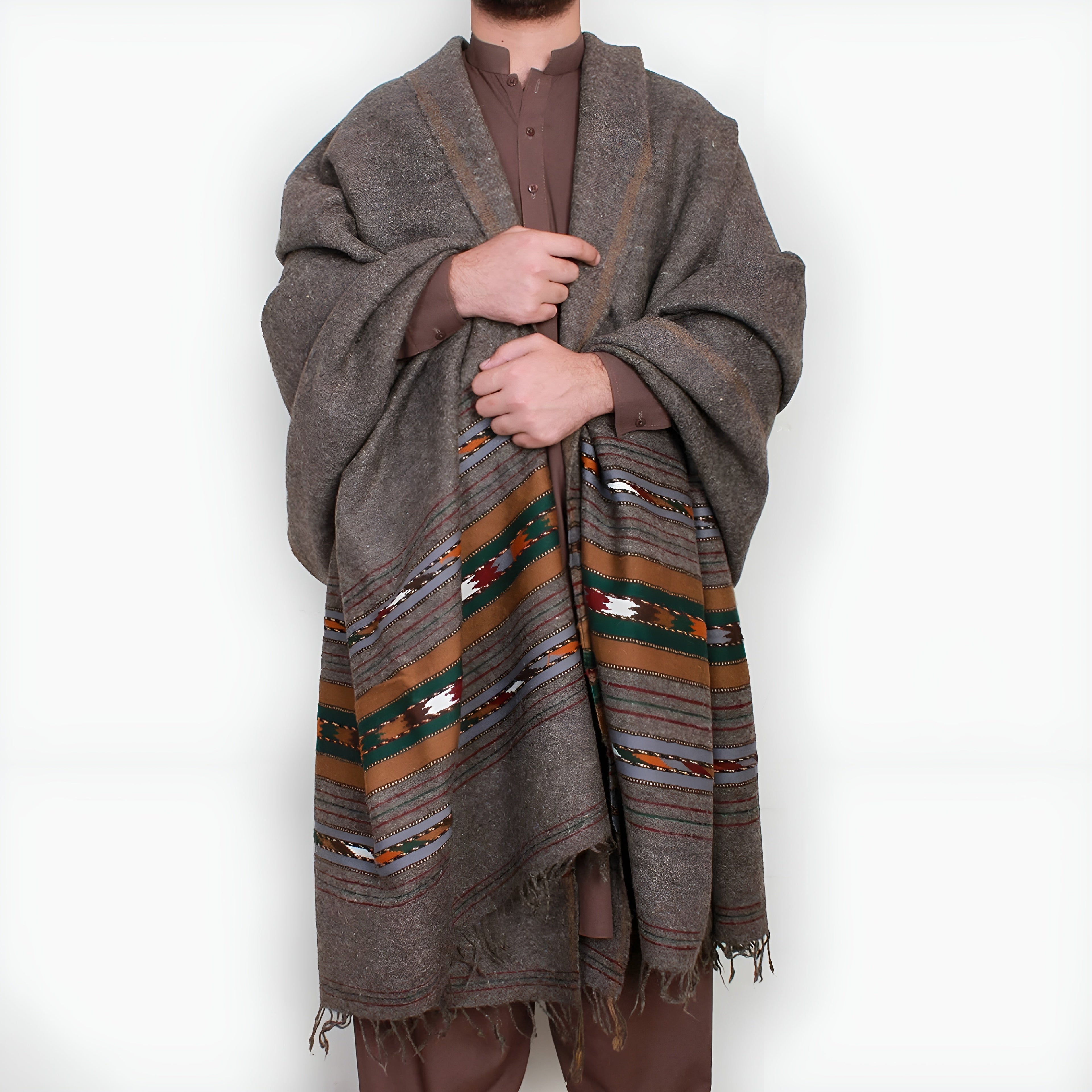 Nawab Bumbal Grey Wool Shawl