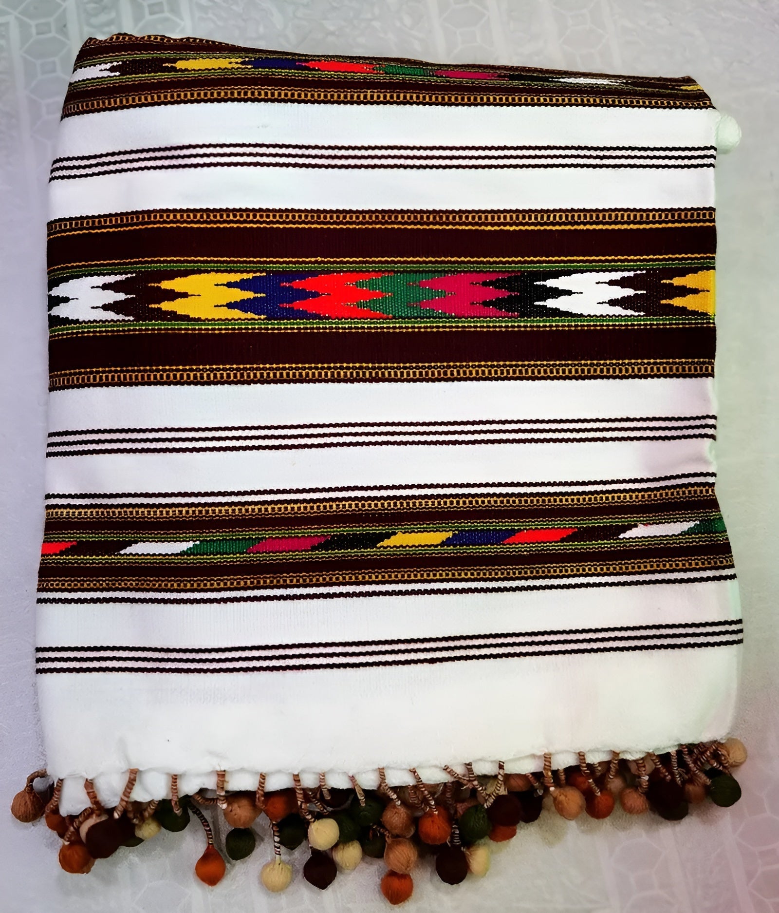 Nawab Bumbal White Velvet Shawl