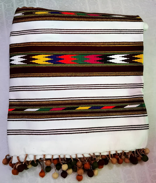 Nawab Bumbal White Velvet Shawl