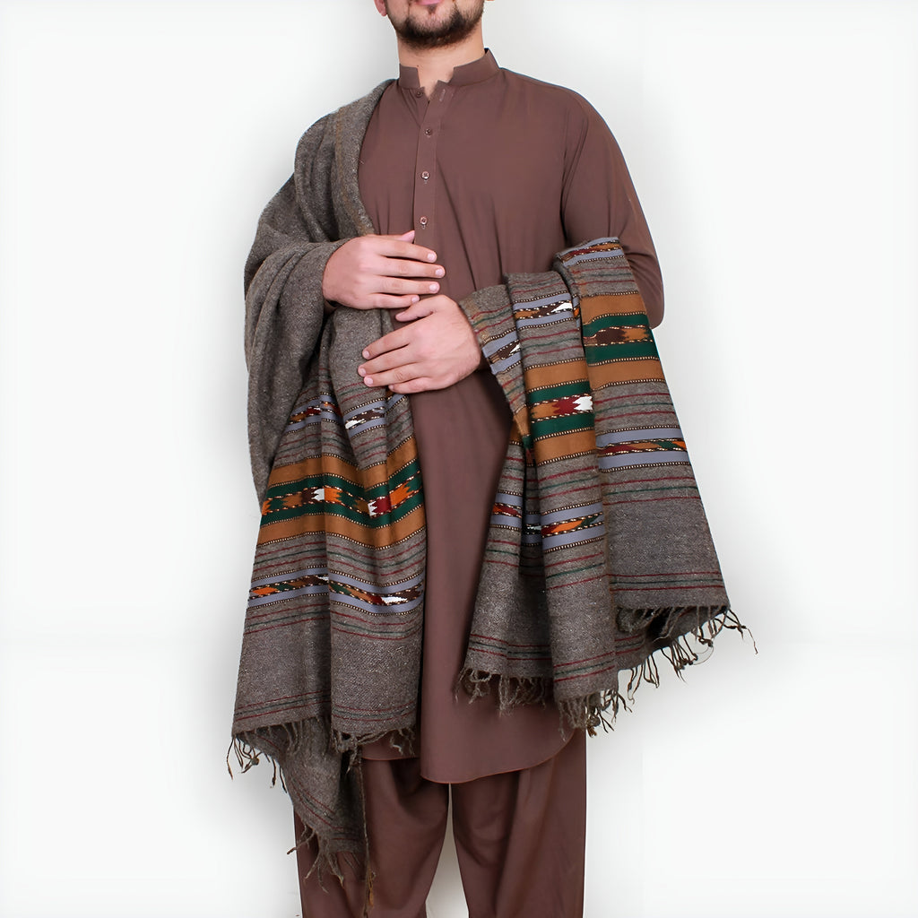 Nawab Bumbal Grey Wool Shawl