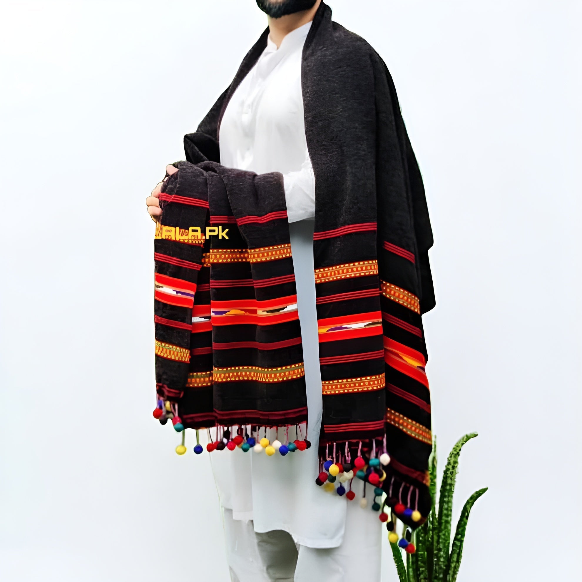 Nawab Bumbal Velvet Borderd Shawl